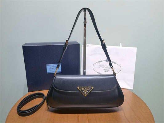 Prada leather shoulder bag black