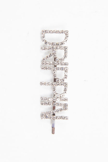 Silver Diamante Drippin Slogan Hair Slide - Azelia