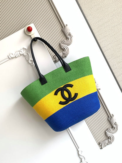 Chanel 2026 Maxi Shopping Bag 23cm Raffia Calfskin